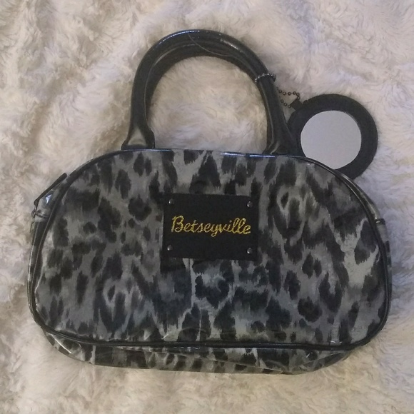 Betsey Johnson Handbags - Betseyville leopard print pvc bag w/mirror